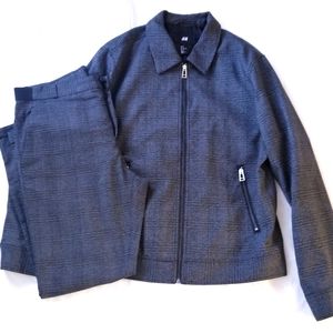 H&M Men's Pantsuit Slim Fit Gray & Black Jacket Size M Pants Size 34R